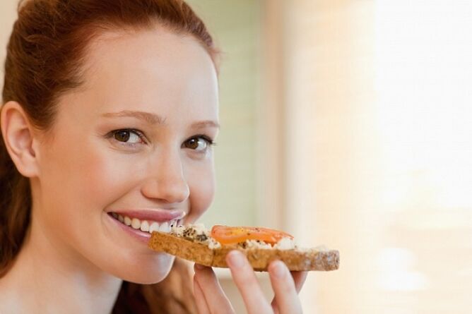 Girl with sandwiches