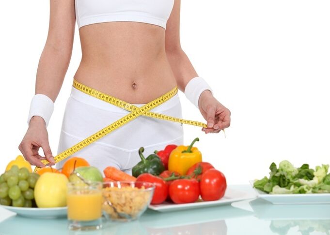 Tables with useful products for weight loss