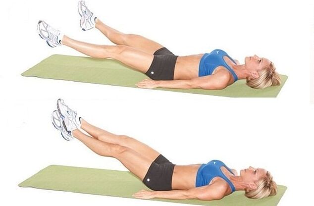 Scissors exercise to train the abdominal muscles of the lower abdomen